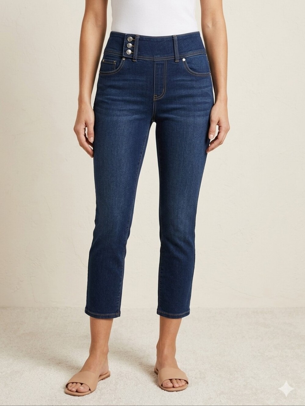 Tahari Deep Blue Cropped Jeans